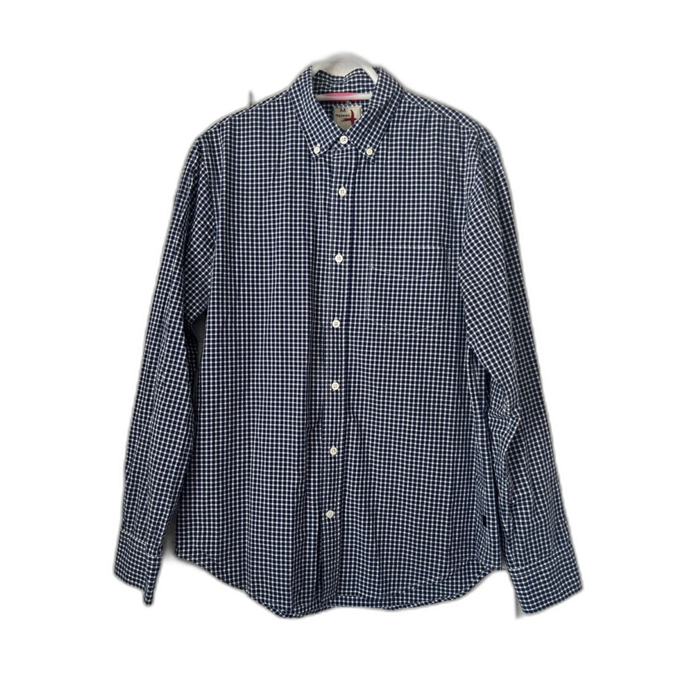 Relwen Blue White Gingham Check Button Up Long Sleeve Shirt Top Mens Size Medium